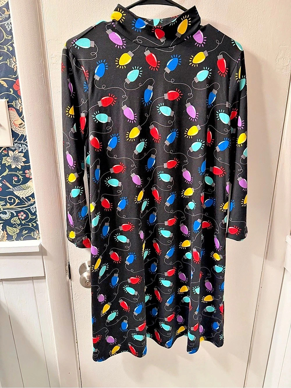 Jollidays Holiday Lights Dress Mini Dress Black Multicolor Size Small NWT